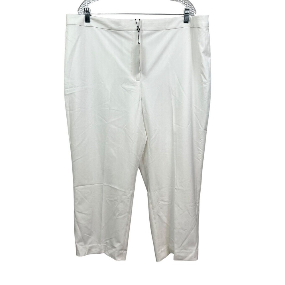 Talbots Womens Heritage Pants Stretch Straight Leg Lined High Rise White Sz 20*